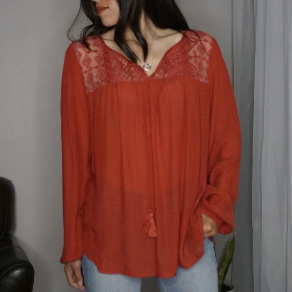 Maurices Burnt Orange Plus Size Long Sleeve Top - Picture 4 of 12